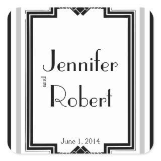 Black White Silver Art Deco Frame Envelope Seal