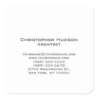 Black White Simple Plain Architect Square Sticker