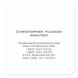 Black White Simple Plain Architect Square Sticker