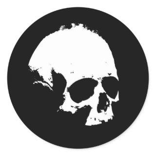 Black & White Skull Classic Round Sticker