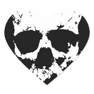 Black & White Skull Heart Sticker