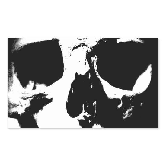Black & White Skull Rectangular Sticker