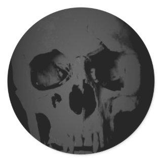 Black White Skull Skeleton Fantasy Art Heavy Metal Classic Round Sticker