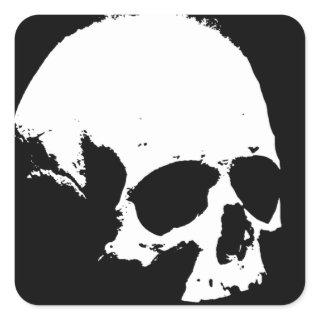 Black & White Skull Square Sticker