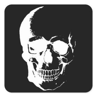 Black & White Skull Square Sticker