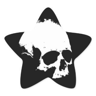 Black & White Skull Star Sticker