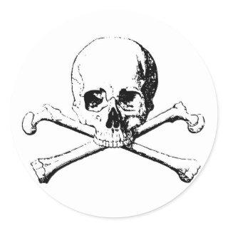 Black & White Skull & the Bones Classic Round Sticker