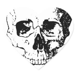 Black & White Skull & the Bones Heart Sticker