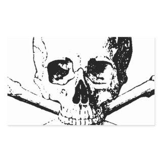 Black & White Skull & the Bones Rectangular Sticker