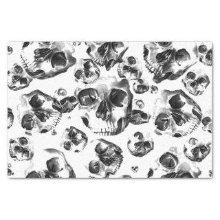 Black & White Skulls Skeleton Skull Art Pattern Tissue Paper