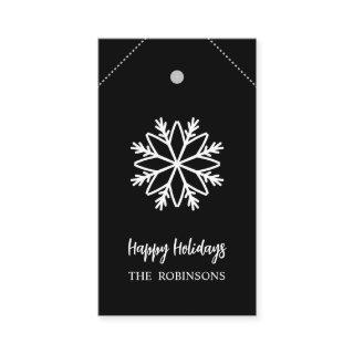 BLACK WHITE SNOWFLAKE DIY CHRISTMAS GIFT TAG