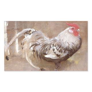 Black & White Speckled Rooster Rectangular Sticker