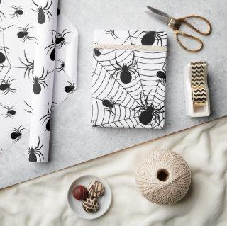 Black White spiders spiderweb Halloween pattern