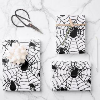 Black White spiders spiderweb Halloween pattern  Sheets