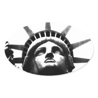 Black & White Statue of Liberty Oval Sticker