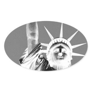 Black & White Statueof Liberty New York City Oval Sticker