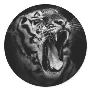 Black & White Tiger Inspirational Classic Round Sticker