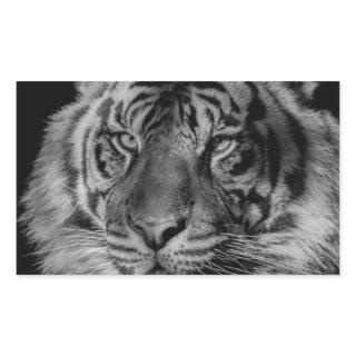Black & White Tiger Rectangular Sticker