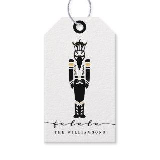 Black White Trendy Nutcracker Geometric Christmas Gift Tags