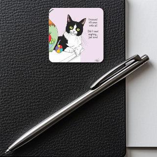 Black White Tuxedo Funny Cat Square Sticker