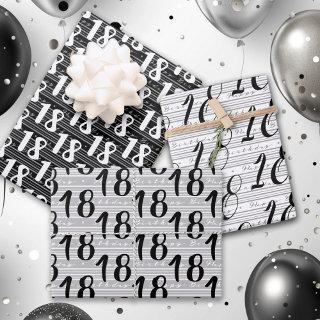 Black White Typography Numbers 18th Birthday  Sheets