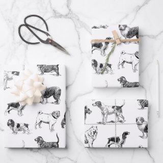Black & White Vintage Dogs Pattern   Sheets