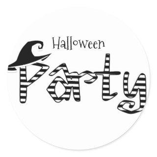 Black & White Witch Halloween Party Classic Round Sticker