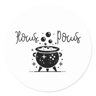 Black & White Witchy Cauldron Halloween Party Classic Round Sticker