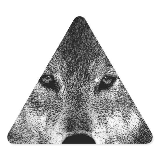 Black & White Wolf Artwork Triangle Sticker