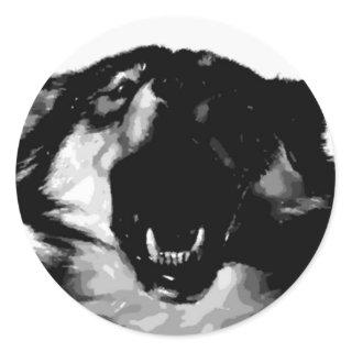Black & White Wolf Classic Round Sticker