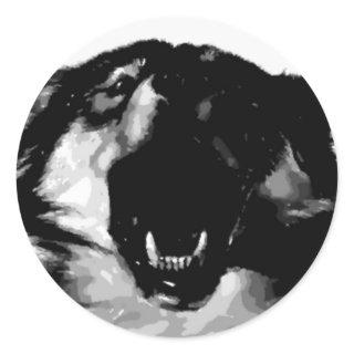 Black & White Wolf Classic Round Sticker