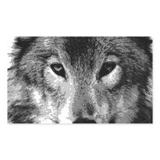 Black & White Wolf Eyes Rectangular Sticker