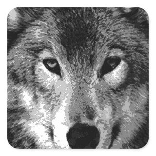 Black & White Wolf Eyes Square Sticker