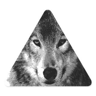 Black & White Wolf Eyes Triangle Sticker