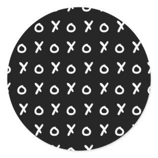 Black & White X O XO X&O's Trendy Cute Classic Round Sticker