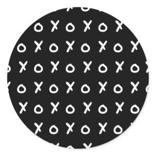 Black & White X O XO X&O's Trendy Cute Classic Round Sticker