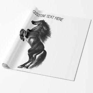 Black Wild Horse  with Custom Text