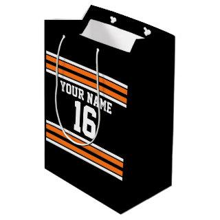 Black with Orange White Stripes Team Jersey Medium Gift Bag