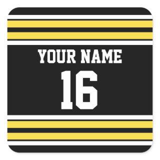 Black with Yellow White Stripes Team Jersey Square Sticker