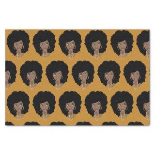Black Woman, Natural Hair, Mustard Yellow Tissue Paper