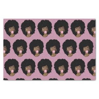 Black Woman, Popping Pink Bubble Gum, Light Purple Tissue Paper