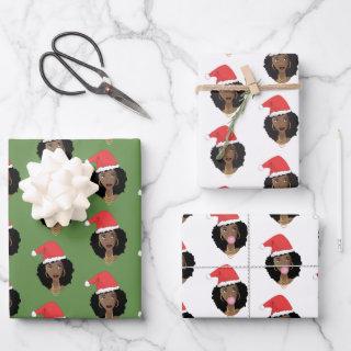Black Women, Red Santa Hat, Gum, Merry Christmas  Sheets