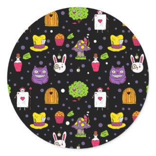 black Wonderland Classic Round Sticker