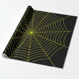 Black yellow spider web Halloween pattern