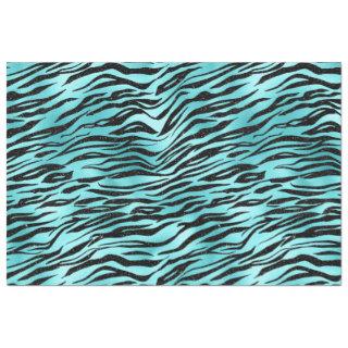Black Zebra Stripes Animal Print on Turquoise Tissue Paper