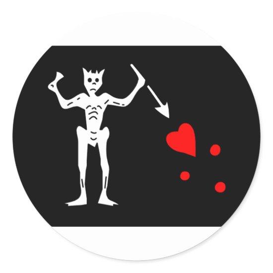 Blackbeard Pirate Flag Edward Teach Classic Round Sticker