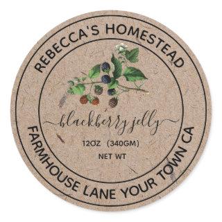 Blackberry Jelly Kraft Paper Canning Jar Labels