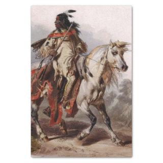 Blackfoot Indian On Arabian Horse being chased Tissue Paper