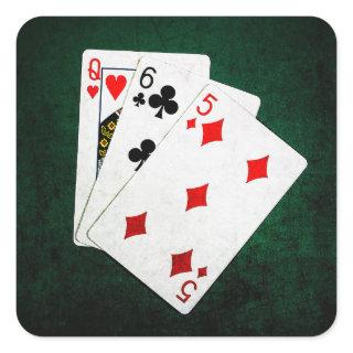 Blackjack 21 point - Queen, Six, Five Square Sticker
