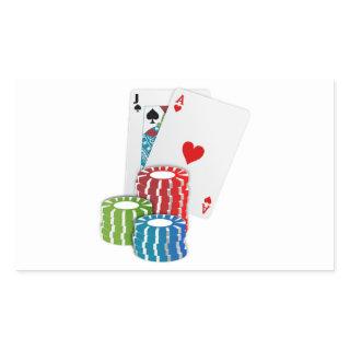 Blackjack with Poker Chips Rectangular Sticker